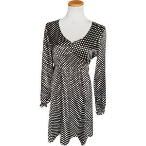 NWT Womens BCBG BCBGMaxazria Asprin Polka Dot V Neck Long Sleeve Dress - Sz M